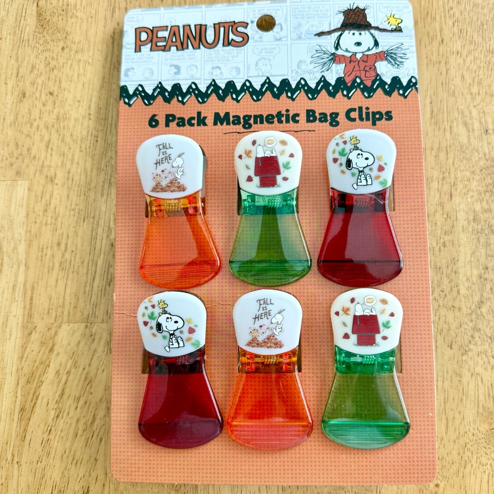 Peanuts Snoopy Fall Is Here Autumn 6 Pack Magnetic Clips NEW!